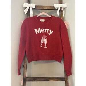 Kaisley Merry Christmas Sweater Size M Crew Neck Cheers Party Red Cozy